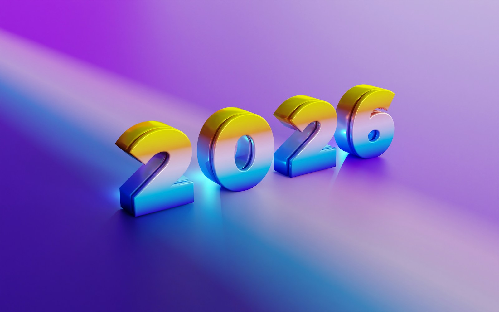 The year 2026 in 3D metallic numbers
